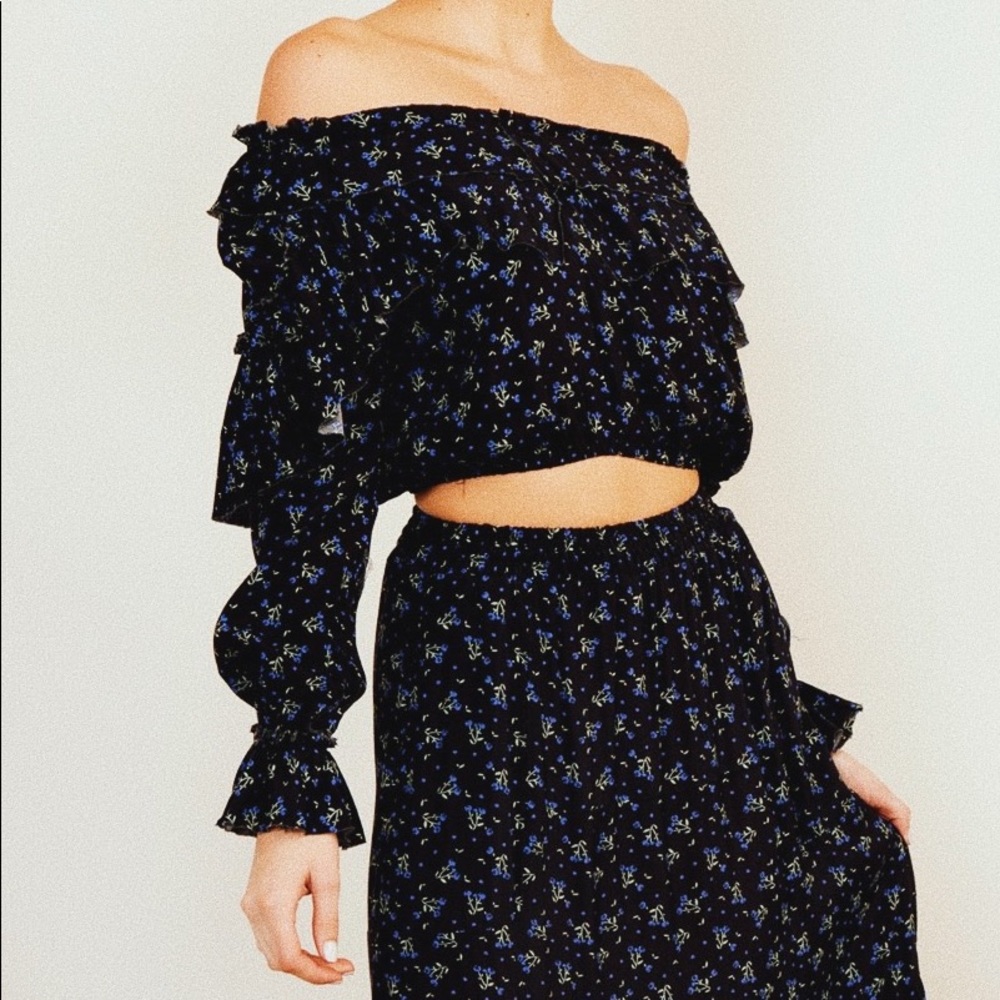 Silver Moon Ruffle Top Matching Set